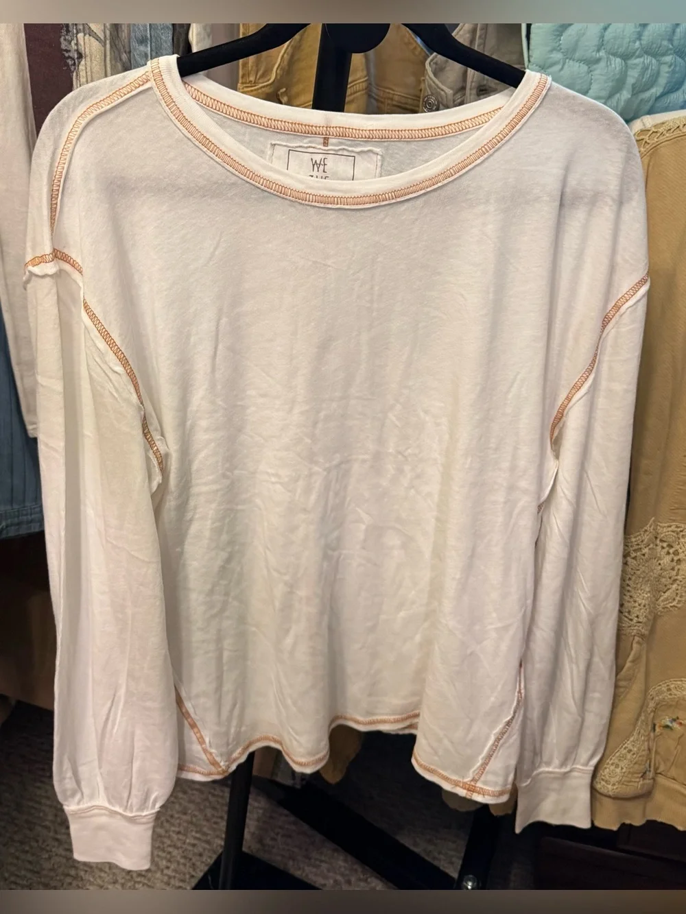 NWOT Free People We the Free Let It Roll Long Sleeve - ivory combo - XS, Small
